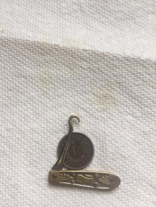 OLD ANTIQUE MINATURE SILVER BUTTON HOOK KNIFE & V NICHOL