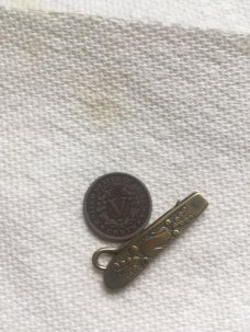 OLD ANTIQUE MINATURE SILVER BUTTON HOOK KNIFE & V NICHOL