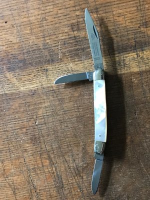 mother of pearl C. SCHLEIPER german eye 3 blade knife etched blade