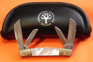 Boker "Double Tree" Congress Knife w/ Flawless & Fiery Mother of Pearl Handles & Fancy Bolsters -WOW