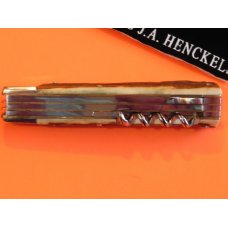 Vintage J A Henckels (Friodur) 3 Blade Push Lock Large Hunter +Corkscrew with Great Stag Handles Vintage J A Henckels (Friodur) 3 Blade Push Lock Large Hunter +Corkscrew with Great Stag Handles