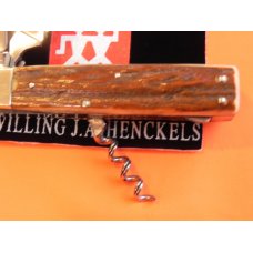 Vintage J A Henckels (Friodur) 3 Blade Push Lock Large Hunter +Corkscrew with Great Stag Handles Vintage J A Henckels (Friodur) 3 Blade Push Lock Large Hunter +Corkscrew with Great Stag Handles