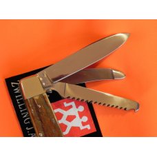 Vintage J A Henckels (Friodur) 3 Blade Push Lock Large Hunter +Corkscrew with Great Stag Handles Vintage J A Henckels (Friodur) 3 Blade Push Lock Large Hunter +Corkscrew with Great Stag Handles