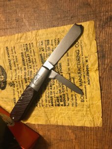 vintage BOKER TREE BRAND 2 blade barlow w/razor master blade & original wrapper & BOKER box vintage BOKER TREE BRAND 2 blade barlow w/razor master blade & original wrapper & BOKER box