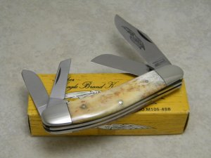 Parker Cut. Co. Japan Smooth Bone Eagle Brand 4 Blade Sowbelly Knife in Box