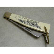 Kabar KA-BAR WLR89 Scrimshawed Imitation Ivory Whaler Knife c.1989 Kabar KA-BAR WLR89 Scrimshawed Imitation Ivory Whaler Knife c.1989