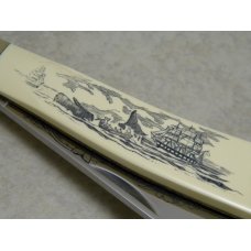 Kabar KA-BAR WLR89 Scrimshawed Imitation Ivory Whaler Knife c.1989 Kabar KA-BAR WLR89 Scrimshawed Imitation Ivory Whaler Knife c.1989
