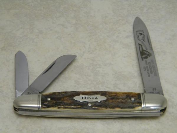 Kissing Crane Solingen Germany Stag "1979 Old Dominion Knife Collectors" Anglo Saxon Whittler Knife Kissing Crane Solingen Germany Stag "1979 Old Dominion Knife Collectors" Anglo Saxon Whittler Knife