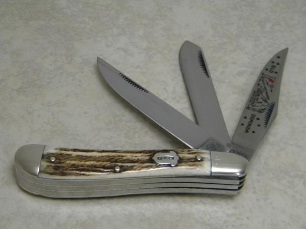 Bulldog Brand Germany Stag "1985 Old Dominion Knife Collectors" 3 Blade Dogleg Tapper Knife Bulldog Brand Germany Stag "1985 Old Dominion Knife Collectors" 3 Blade Dogleg Tapper Knife
