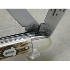 Bulldog Brand Germany Stag "1985 Old Dominion Knife Collectors" 3 Blade Dogleg Tapper Knife Bulldog Brand Germany Stag "1985 Old Dominion Knife Collectors" 3 Blade Dogleg Tapper Knife