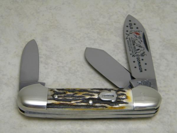 Bulldog Brand Germany Stag "1986 Old Dominion Knife Collectors Association" 3 Blade Canoe Knife Bulldog Brand Germany Stag "1986 Old Dominion Knife Collectors Association" 3 Blade Canoe Knife