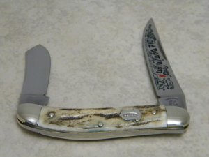 Fight'n Rooster Germany Stag "1991 Old Dominion Knife Collectors" 2 Blade Serpentine Stockman Knife