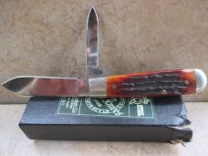 Queen #69 Teardrop Jack Knife in Amber Stag Bone Queen #69 Teardrop Jack Knife in Amber Stag Bone