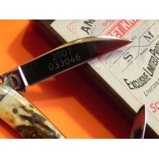 Schatt & Morgan Whittler (Mdl # 46) Pocket Knife w/ Great Stag Handles & Blade Etch -1 of 100 -NOS Schatt & Morgan Whittler (Mdl # 46) Pocket Knife w/ Great Stag Handles & Blade Etch -1 of 100 -NOS
