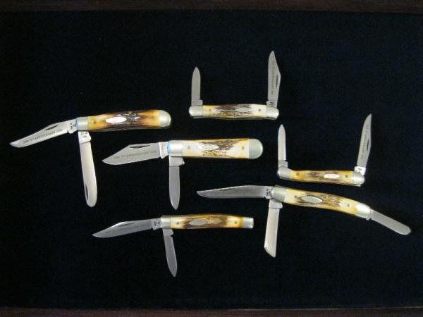 Lot of (6 of the 7) Case Vintage Case 75th Anniversary 1980 Stag Handle 10 Dot Knives- Lot of (6 of the 7) Case Vintage Case 75th Anniversary 1980 Stag Handle 10 Dot Knives-