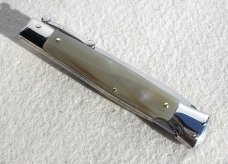 NEW OLD STOCK ITALIAN STILETTO 9" GENUINE  BRAZILIAN  HORN SWING GUARD KNIFE