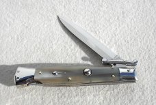 NEW OLD STOCK ITALIAN STILETTO 9" GENUINE  BRAZILIAN  HORN SWING GUARD KNIFE