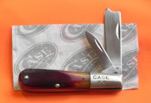 1965-69 Used Case xx One Arm Razor Barlow MDL 62009R Pocket Knife w/ Red Saw Cut Bone Handles