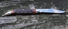 KABAR NICKEL SILVER DOG HEAD CHESTNUT BONE LARGE TEXAS TOOTHPICK 1980s KABAR NICKEL SILVER DOG HEAD CHESTNUT BONE LARGE TEXAS TOOTHPICK 1980s