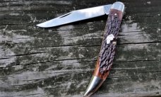 KABAR NICKEL SILVER DOG HEAD CHESTNUT BONE LARGE TEXAS TOOTHPICK 1980s KABAR NICKEL SILVER DOG HEAD CHESTNUT BONE LARGE TEXAS TOOTHPICK 1980s