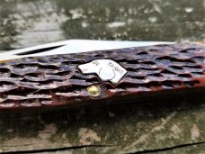 KABAR NICKEL SILVER DOG HEAD CHESTNUT BONE LARGE TEXAS TOOTHPICK 1980s KABAR NICKEL SILVER DOG HEAD CHESTNUT BONE LARGE TEXAS TOOTHPICK 1980s
