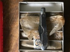 vintage full box of 6 EYE X L made in JAPAN bone handle easy open knives like new but old vintage full box of 6 EYE X L made in JAPAN bone handle easy open knives like new but old