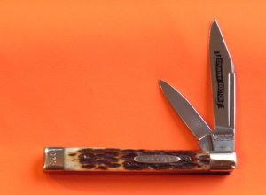 Vint Parker (Japan) Eagle Brand 2 Blade Country Doctor Physician Knife w/ Chestnut Pick Bone Handles