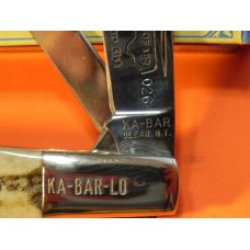 1984 Ka-Bar 2 Blade Dog Head Barlow Knife w/ Stag Handles -Tarheel Cutlery Club Etching -NOS & M/NM 1984 Ka-Bar 2 Blade Dog Head Barlow Knife w/ Stag Handles -Tarheel Cutlery Club Etching -NOS & M/NM