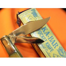 1984 Ka-Bar 2 Blade Dog Head Barlow Knife w/ Stag Handles -Tarheel Cutlery Club Etching -NOS & M/NM 1984 Ka-Bar 2 Blade Dog Head Barlow Knife w/ Stag Handles -Tarheel Cutlery Club Etching -NOS & M/NM