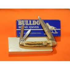 Vintage Bulldog Brand Whittler Pocket Knife w Great Stag Handles & Double Dog Head Frost Blade Etch Vintage Bulldog Brand Whittler Pocket Knife w Great Stag Handles & Double Dog Head Frost Blade Etch