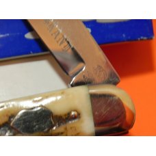 Vintage Bulldog Brand Whittler Pocket Knife w Great Stag Handles & Double Dog Head Frost Blade Etch Vintage Bulldog Brand Whittler Pocket Knife w Great Stag Handles & Double Dog Head Frost Blade Etch