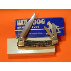 Vintage Bulldog Brand Whittler Pocket Knife w Great Stag Handles & Double Dog Head Frost Blade Etch Vintage Bulldog Brand Whittler Pocket Knife w Great Stag Handles & Double Dog Head Frost Blade Etch