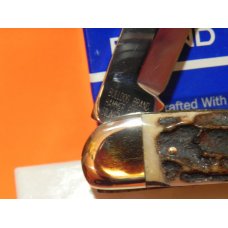 Vintage Bulldog Brand Whittler Pocket Knife w Great Stag Handles & Double Dog Head Frost Blade Etch Vintage Bulldog Brand Whittler Pocket Knife w Great Stag Handles & Double Dog Head Frost Blade Etch
