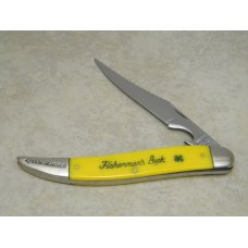 Camillus New York USA Yellow #5 "Fisherman's Luck" Linerlock Toothpick Fish Knife and Leather Pouch Camillus New York USA Yellow #5 "Fisherman's Luck" Linerlock Toothpick Fish Knife and Leather Pouch