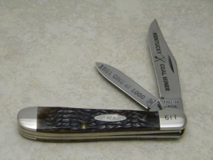 Case XX USA 1981 Kentucky Coal Minor "Hard Hat" Bone 6249 Carbon Steel Copperhead Knife 1 of 1000