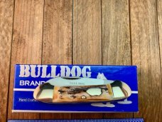 Bulldog 2 Blade, Possibly Sambar Stag Canoe. With Standing Bulldog and 1998 stamped on the tang. Bulldog 2 Blade, Possibly Sambar Stag Canoe. With Standing Bulldog and 1998 stamped on the tang.
