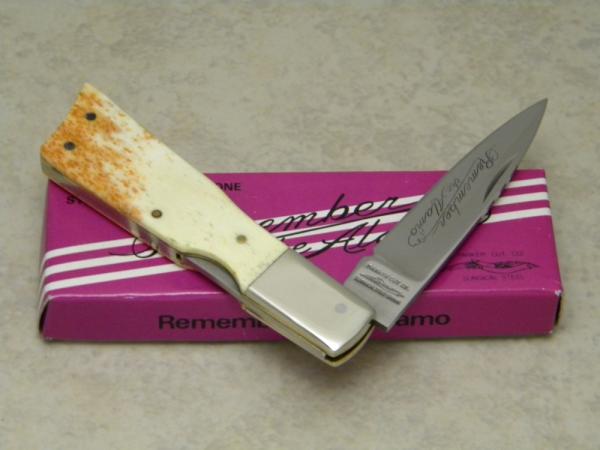 Parker Cut Co. Japan Bone "Remember the Alamo" Lockback Knife in Box Parker Cut Co. Japan Bone "Remember the Alamo" Lockback Knife in Box
