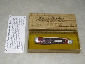 Parker-Frost USA 1978-5 (Schrade USA) Preferred Stock Series Red Bone Linerlock Trapper Knife in Box