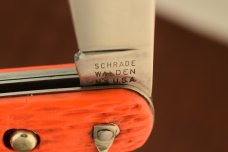 VINTAGE SCHRADE WALDEN 1950-1972 ORANGE PARATROOPERS SWITCH BLADE KNIFE (5792)