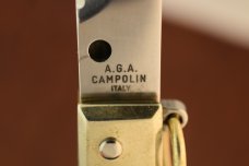 A.G.A. CAMPOLIN ITALY HORN HANDLED SWITCH BLADE BUTTON KNIFE RING LOCK NICE (5877)
