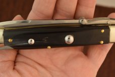 AKC ITALY HORN HANDLED SWITCH BLADE BUTTON KNIFE LOCK BACK STILLETTO NICE (5877)