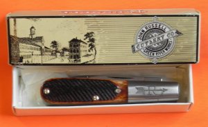 Russell (Green River Works) Barlow Knife w Brown Bone Handles +Blade Etch -Solingen Germany 