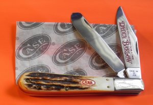 Case xx 1988 Collectors Club Daddy Barlow Knife w/ Fantastic Stag & CCC Shield & Red Blade Etch -NOS