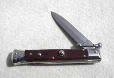 NEW OLD STOCK ITALIAN STILETTO 8" GENUINE SNAKEWOOD SWING GUARD KNIFE 