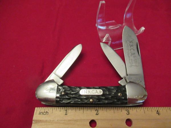Rogers Wostenholm , England 1978  Bone Handle 3 Blade Canoe  For the NKCA 