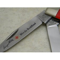 Fight'n Rooster Frank Buster & Son Celebrated Cutlery Germany Red "Nazi Adolf Hittler" Trapper Knife