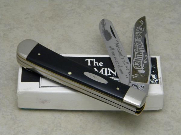 Case XX USA 6 Dot (1984) "The Coal Minor" Black LWE 2254 SS Trapper Knife in Box Case XX USA 6 Dot (1984) "The Coal Minor" Black LWE 2254 SS Trapper Knife in Box