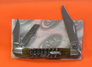 Case xx Roman Numeral 1994 3 Blade Whittler Knife w Jigged Greenish/Brown Bone Handles -MDL #SC06347