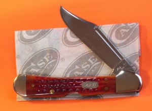 1997 Case xx 1 Blade Copperlock Pocket Knife –MDL #61549 SS w/ Red Pocket Worn Pickbone Handles