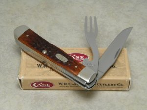 Case XX USA 1 Dot (1999) Chestnut Bone 6254 HBSS Hobo Trapper Knife in Box